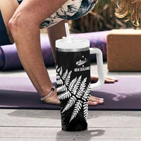 New Zealand Lawn Bowls Personalized Tumbler With Handle Wrap-Around Silver Fern - Polynesian Pride