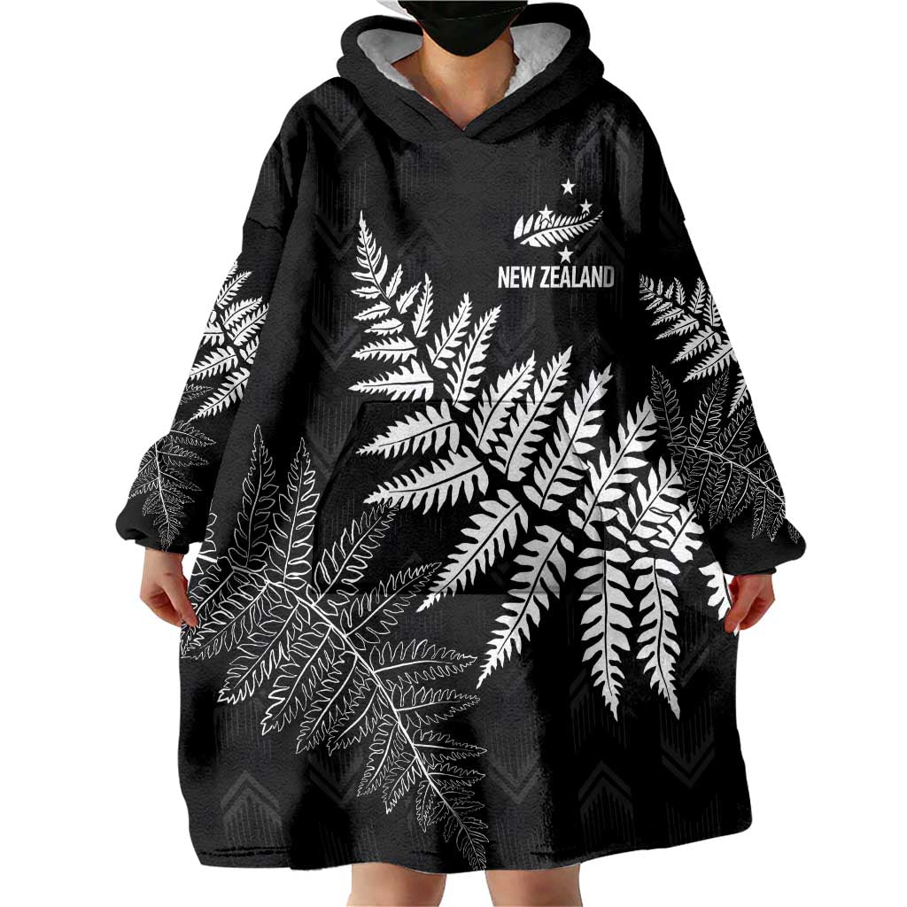 New Zealand Lawn Bowls Personalized Wearable Blanket Hoodie Wrap-Around Silver Fern - Polynesian Pride