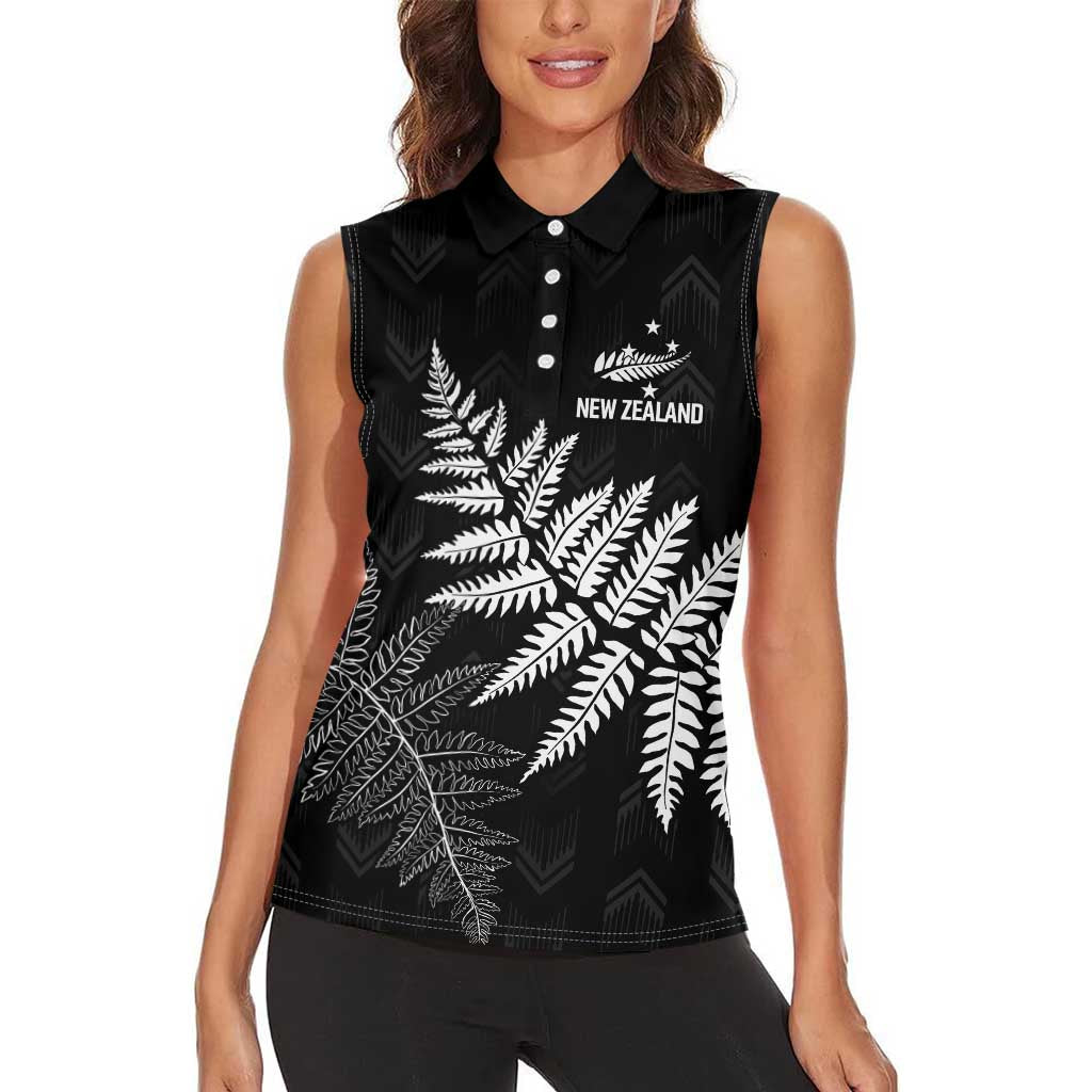 New Zealand Lawn Bowls Personalized Women Sleeveless Polo Shirt Wrap-Around Silver Fern - Polynesian Pride