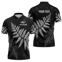 New Zealand Lawn Bowls Personalized Zipper Polo Shirt Wrap-Around Silver Fern - Polynesian Pride
