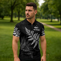 New Zealand Lawn Bowls Personalized Zipper Polo Shirt Wrap-Around Silver Fern - Polynesian Pride