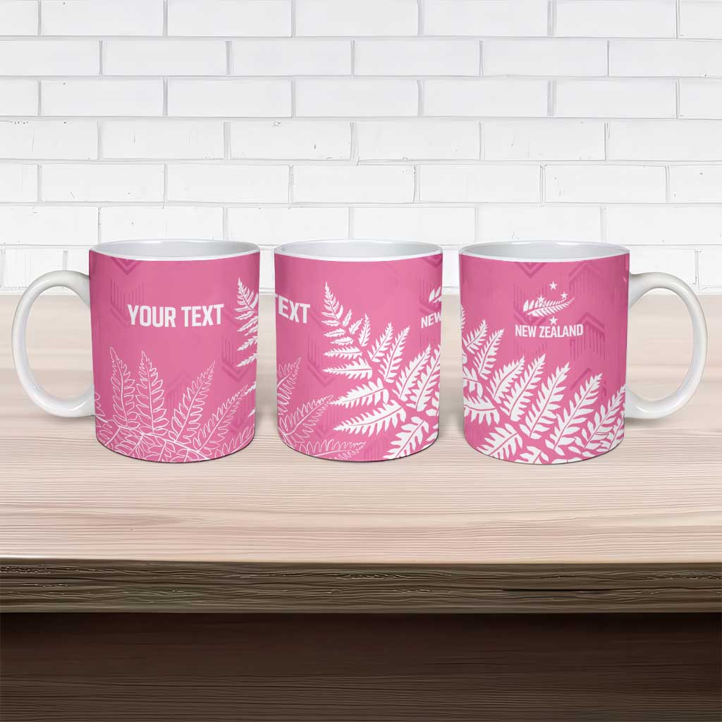 New Zealand Lawn Bowls Breast Cancer Personalized Ceramic Mug Wrap-Around Silver Fern - Polynesian Pride