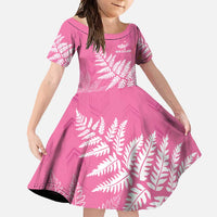 New Zealand Lawn Bowls Breast Cancer Personalized Family Matching Off Shoulder Maxi Dress and Hawaiian Shirt Wrap-Around Silver Fern - Polynesian Pride