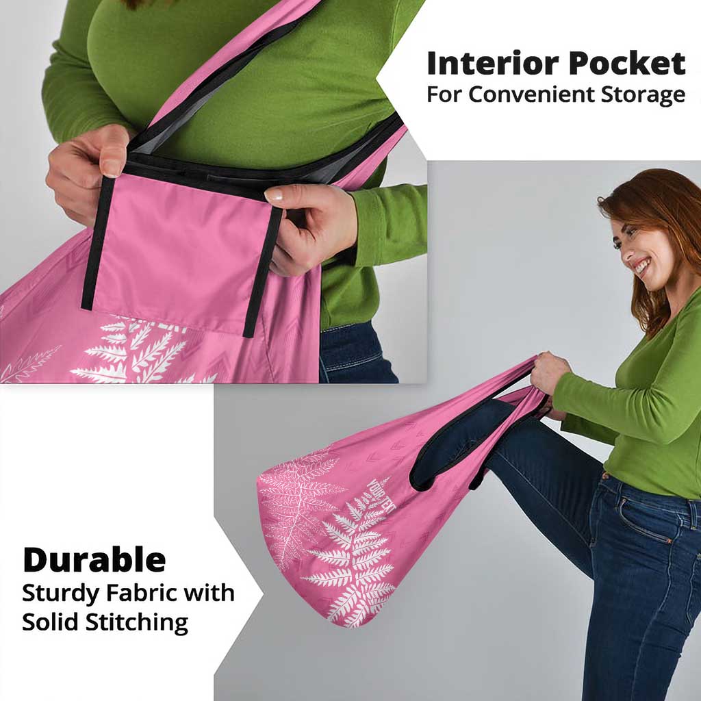 New Zealand Lawn Bowls Breast Cancer Personalized Grocery Bag Wrap-Around Silver Fern - Polynesian Pride