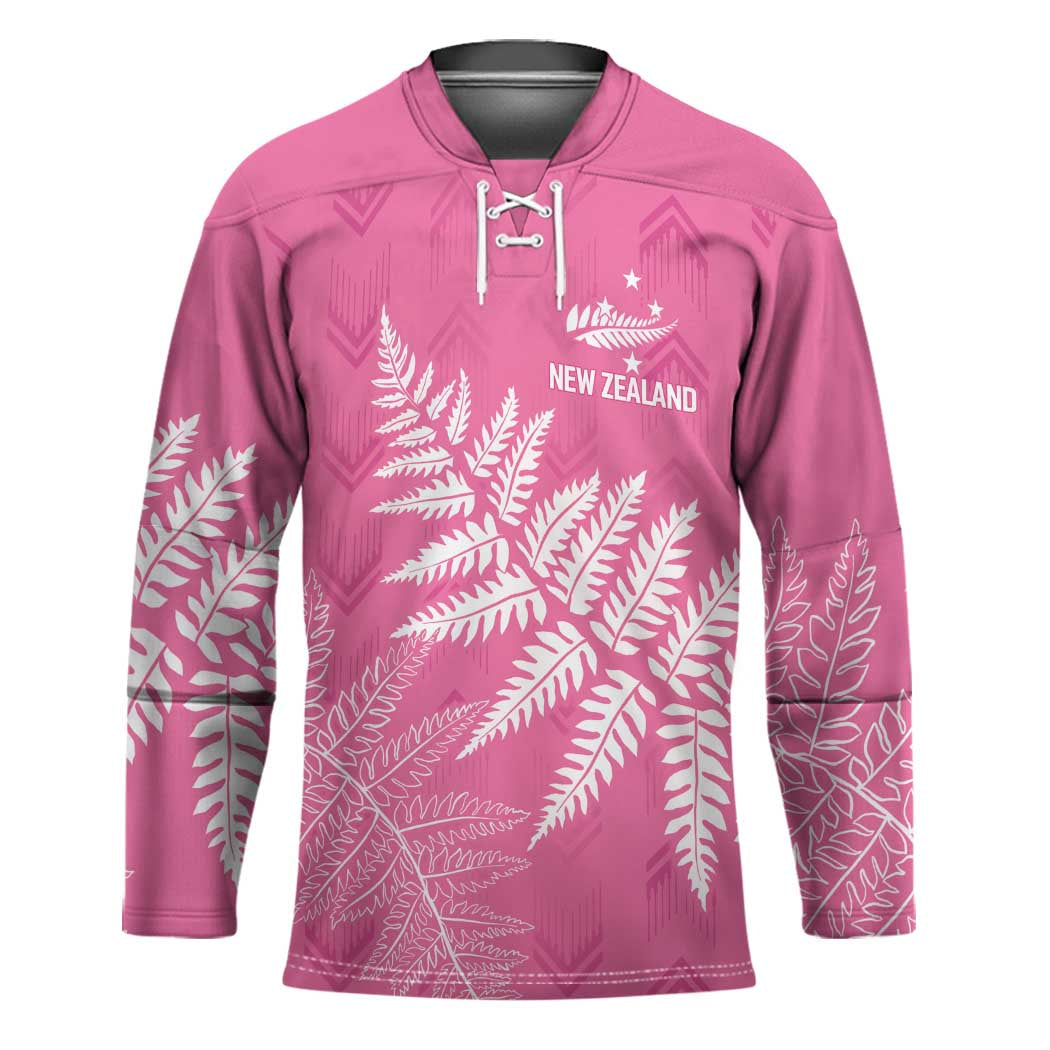 New Zealand Lawn Bowls Breast Cancer Personalized Hockey Jersey Wrap-Around Silver Fern - Polynesian Pride