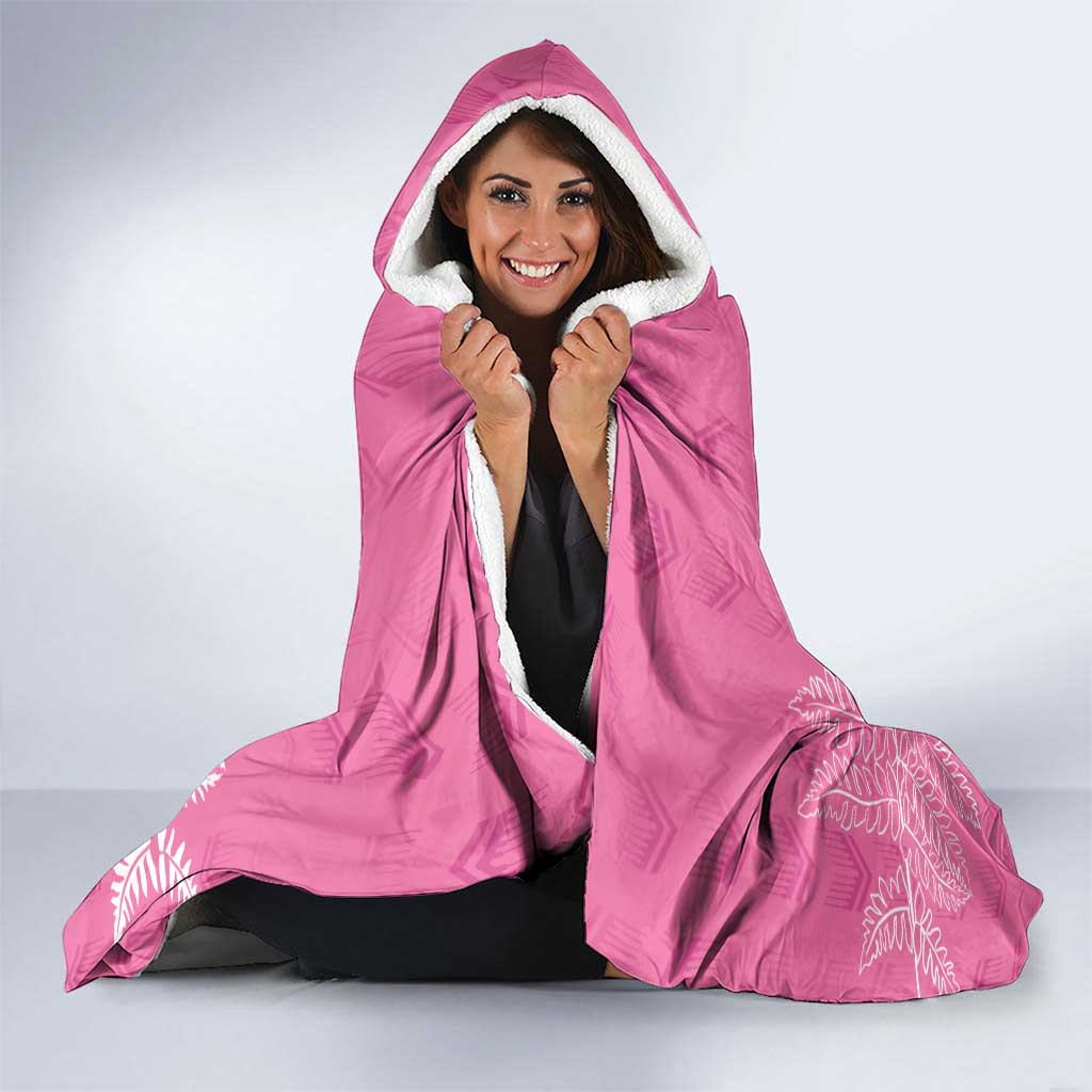 New Zealand Lawn Bowls Breast Cancer Personalized Hooded Blanket Wrap-Around Silver Fern - Polynesian Pride