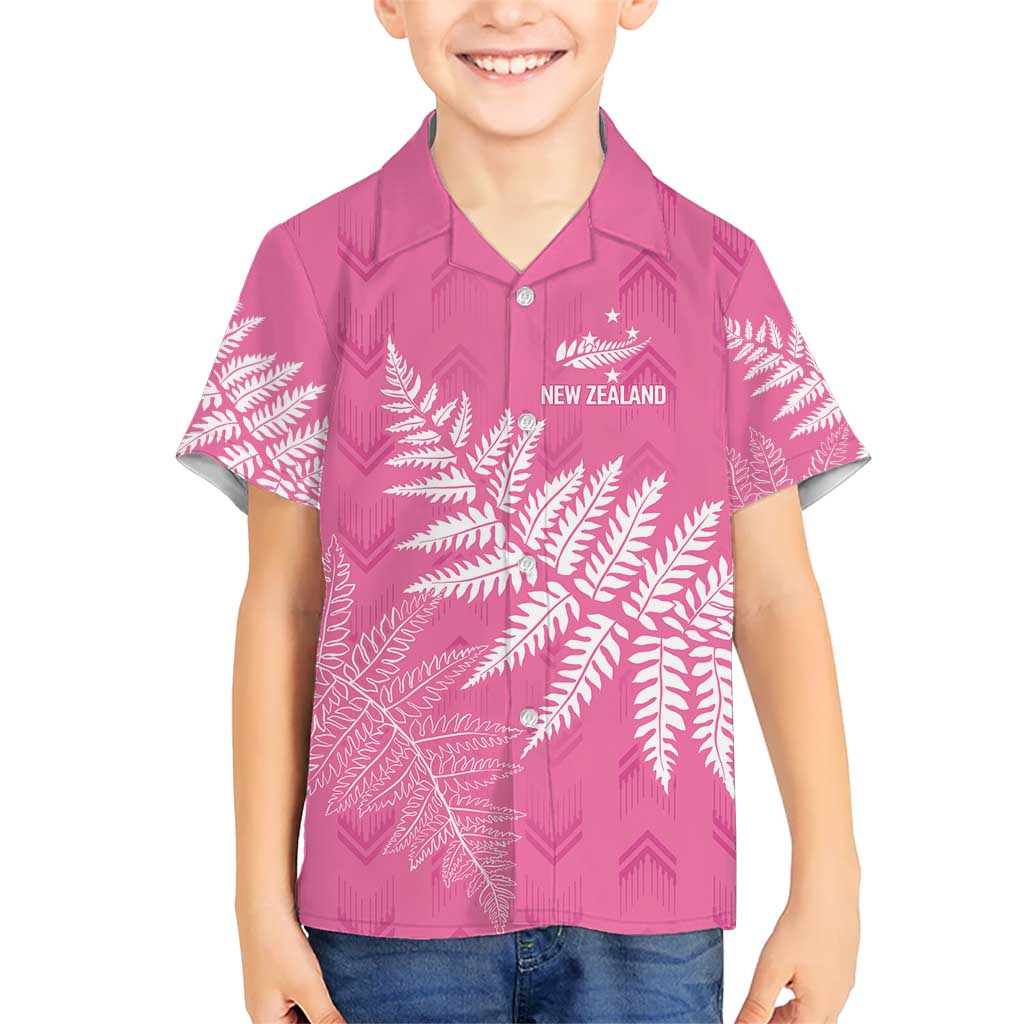 New Zealand Lawn Bowls Breast Cancer Personalized Kid Hawaiian Shirt Wrap-Around Silver Fern - Polynesian Pride
