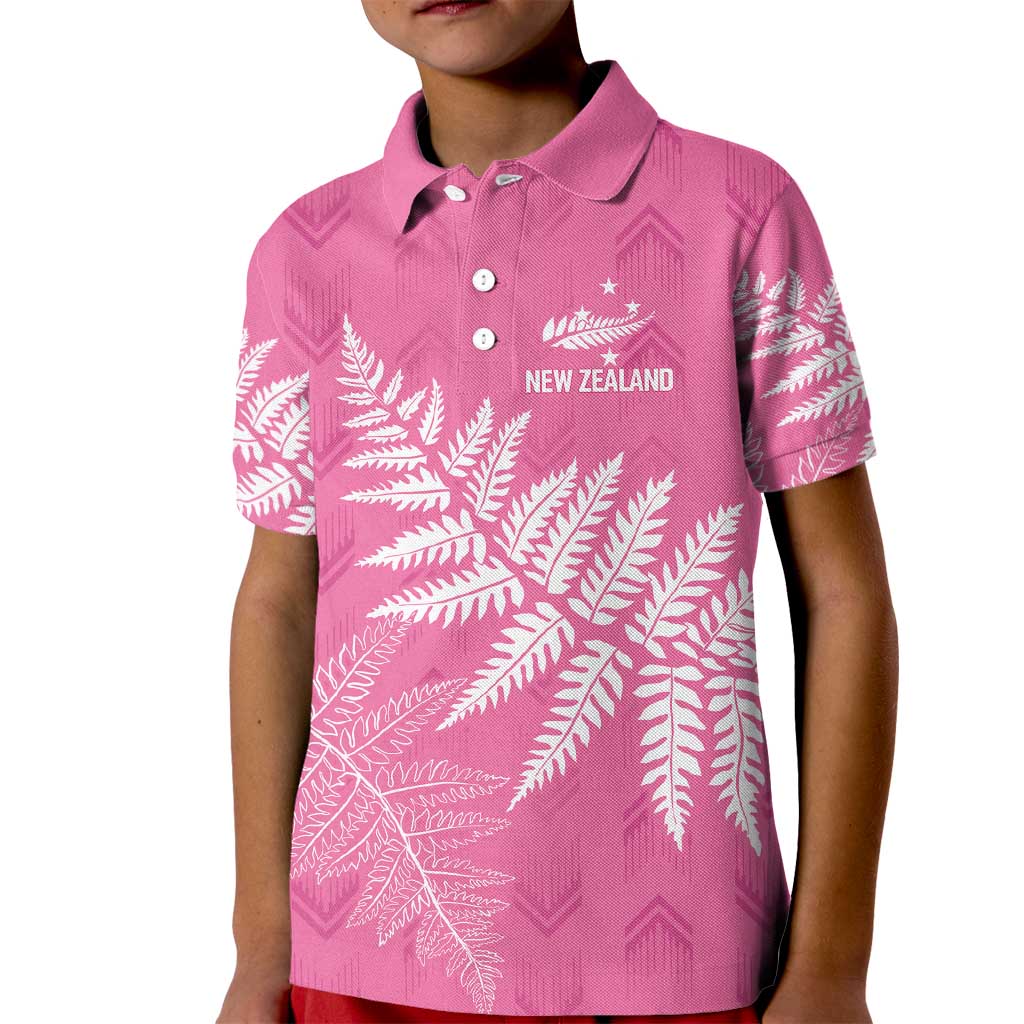 New Zealand Lawn Bowls Breast Cancer Personalized Kid Polo Shirt Wrap-Around Silver Fern - Polynesian Pride