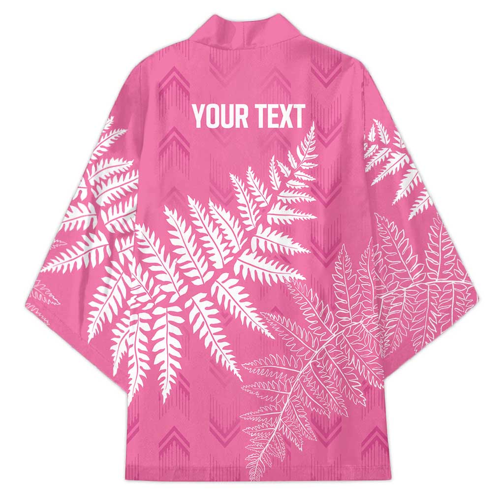 New Zealand Lawn Bowls Breast Cancer Personalized Kimono Wrap-Around Silver Fern - Polynesian Pride