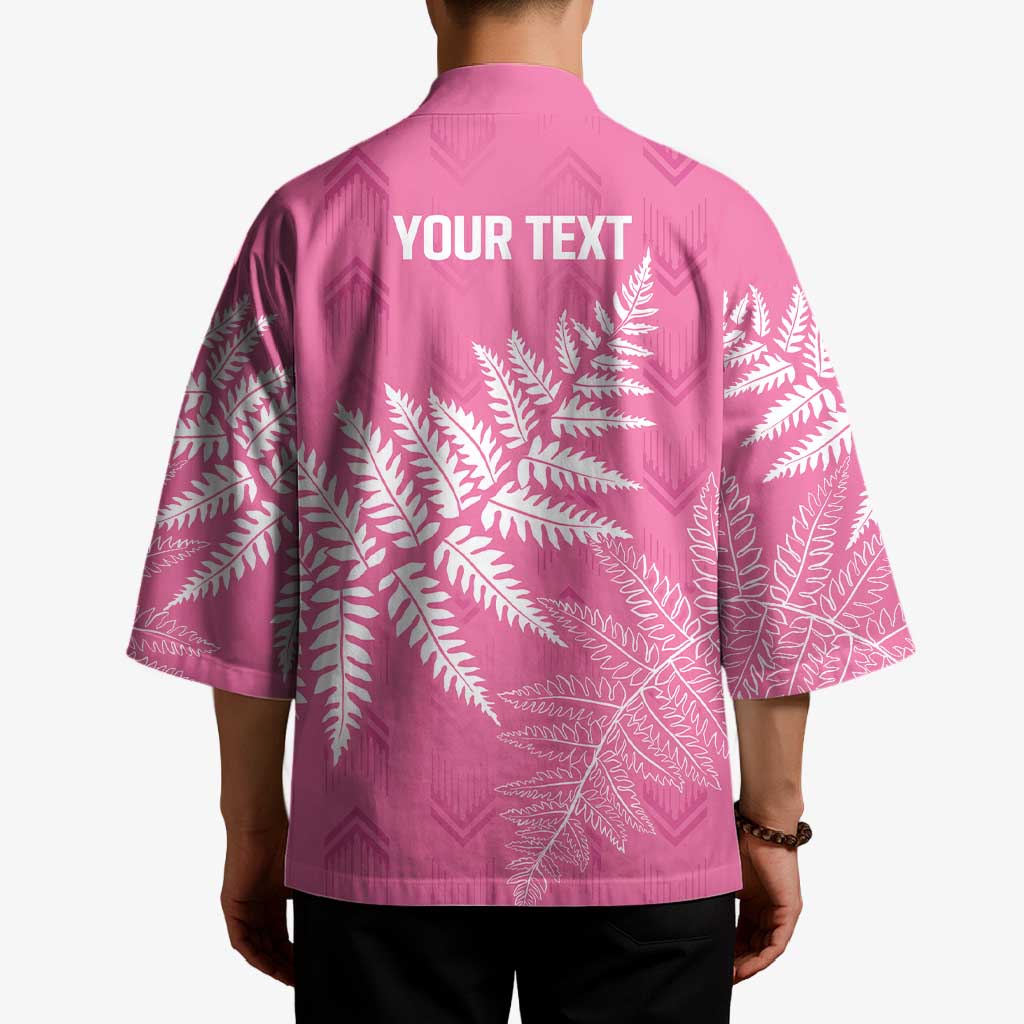 New Zealand Lawn Bowls Breast Cancer Personalized Kimono Wrap-Around Silver Fern - Polynesian Pride