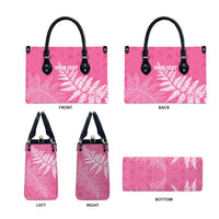 New Zealand Lawn Bowls Breast Cancer Personalized Leather Bag Wrap-Around Silver Fern - Polynesian Pride