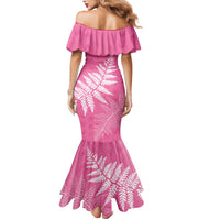 New Zealand Lawn Bowls Breast Cancer Personalized Mermaid Dress Wrap-Around Silver Fern - Polynesian Pride