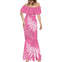 New Zealand Lawn Bowls Breast Cancer Personalized Mermaid Dress Wrap-Around Silver Fern - Polynesian Pride
