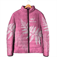 New Zealand Lawn Bowls Breast Cancer Personalized Padded Jacket Wrap-Around Silver Fern - Polynesian Pride
