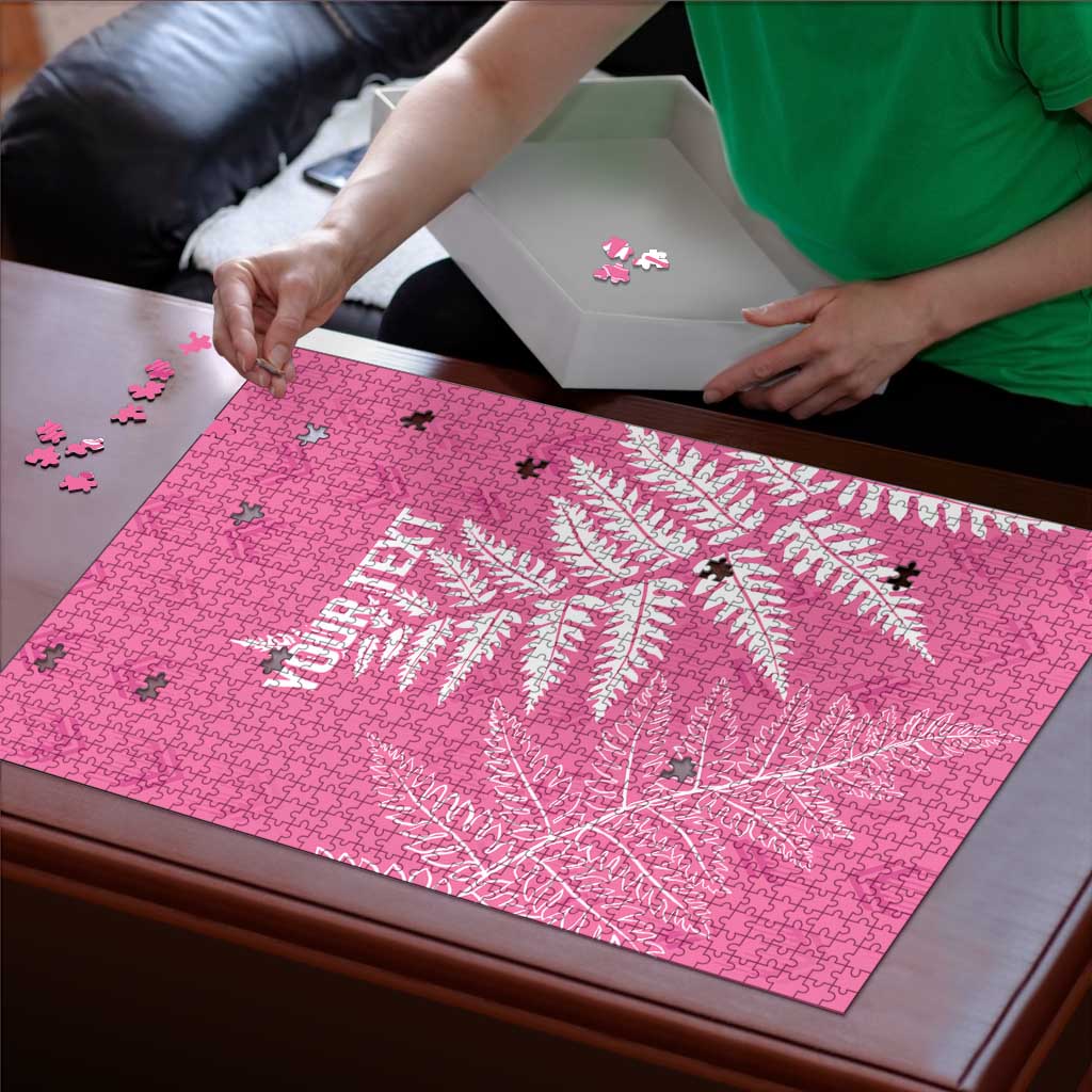 New Zealand Lawn Bowls Breast Cancer Personalized Puzzle Wrap-Around Silver Fern - Polynesian Pride