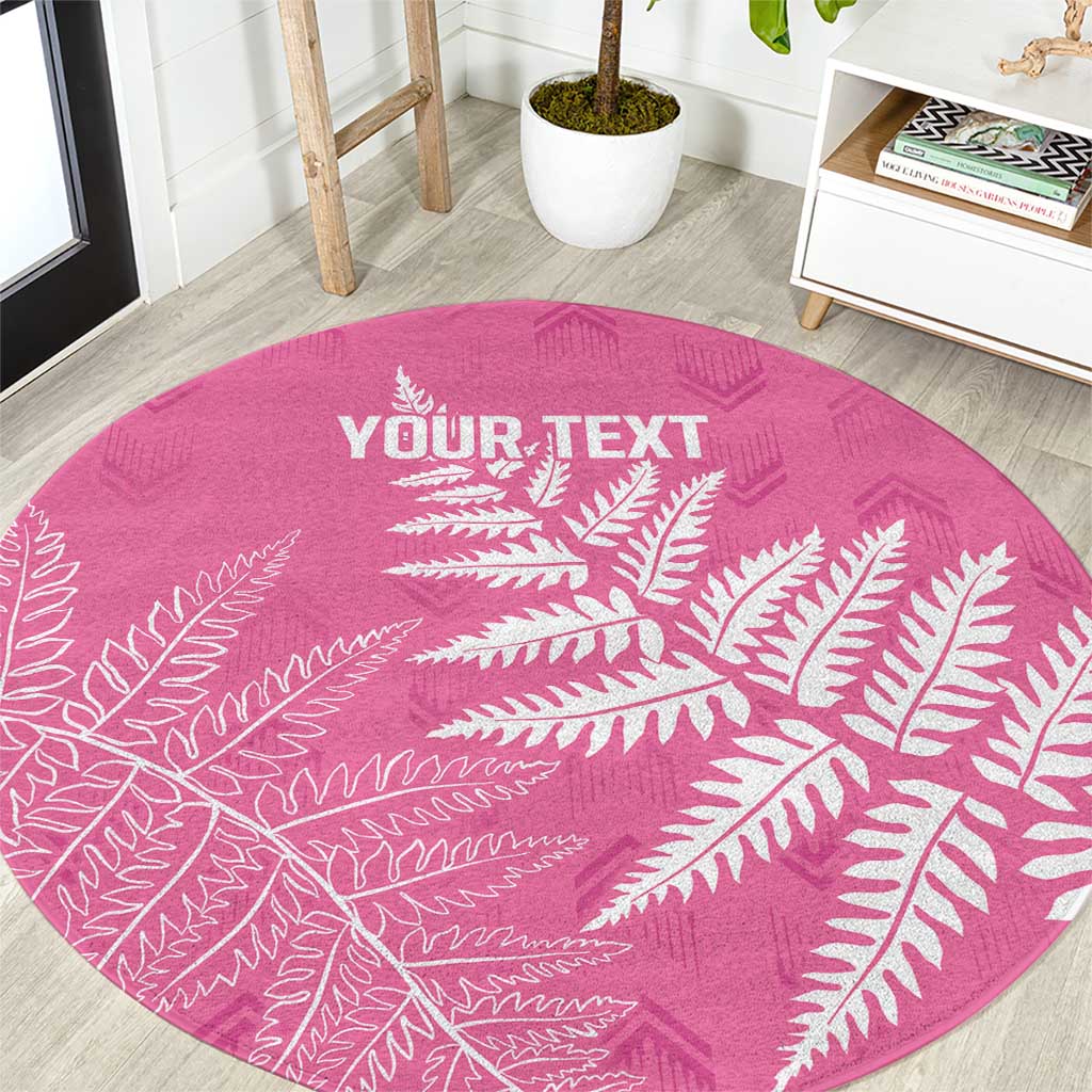 New Zealand Lawn Bowls Breast Cancer Personalized Round Carpet Wrap-Around Silver Fern - Polynesian Pride