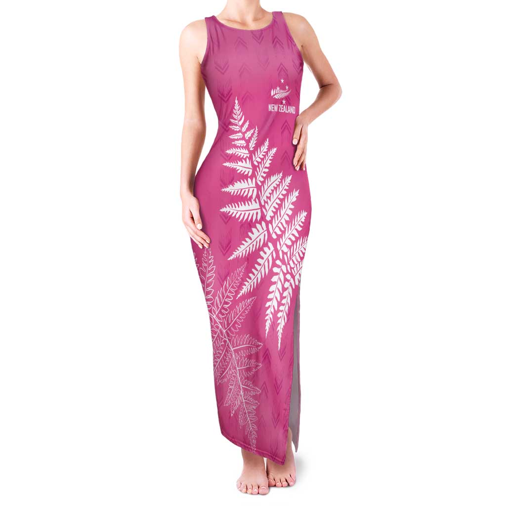New Zealand Lawn Bowls Breast Cancer Personalized Tank Maxi Dress Wrap-Around Silver Fern - Polynesian Pride
