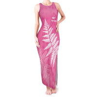 New Zealand Lawn Bowls Breast Cancer Personalized Tank Maxi Dress Wrap-Around Silver Fern - Polynesian Pride