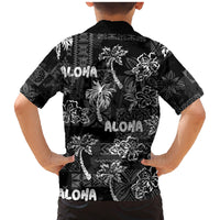 Aloha Vintage Quilt Family Matching Mermaid Dress and Hawaiian Shirt Hawaiian Seamless - Black LT7 - Polynesian Pride