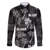 Aloha Vintage Quilt Family Matching Summer Maxi Dress and Hawaiian Shirt Hawaiian Seamless - Black LT7 Dad's Shirt - Long Sleeve Black - Polynesian Pride