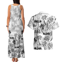 Aloha Vintage Quilt Couples Matching Tank Maxi Dress and Hawaiian Shirt Hawaiian Seamless - White LT7 - Polynesian Pride