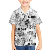 Aloha Vintage Quilt Family Matching Off Shoulder Long Sleeve Dress and Hawaiian Shirt Hawaiian Seamless - White LT7 Son's Shirt White - Polynesian Pride