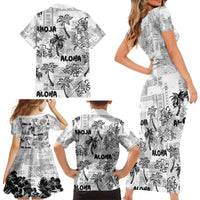 Aloha Vintage Quilt Family Matching Short Sleeve Bodycon Dress and Hawaiian Shirt Hawaiian Seamless - White LT7 - Polynesian Pride
