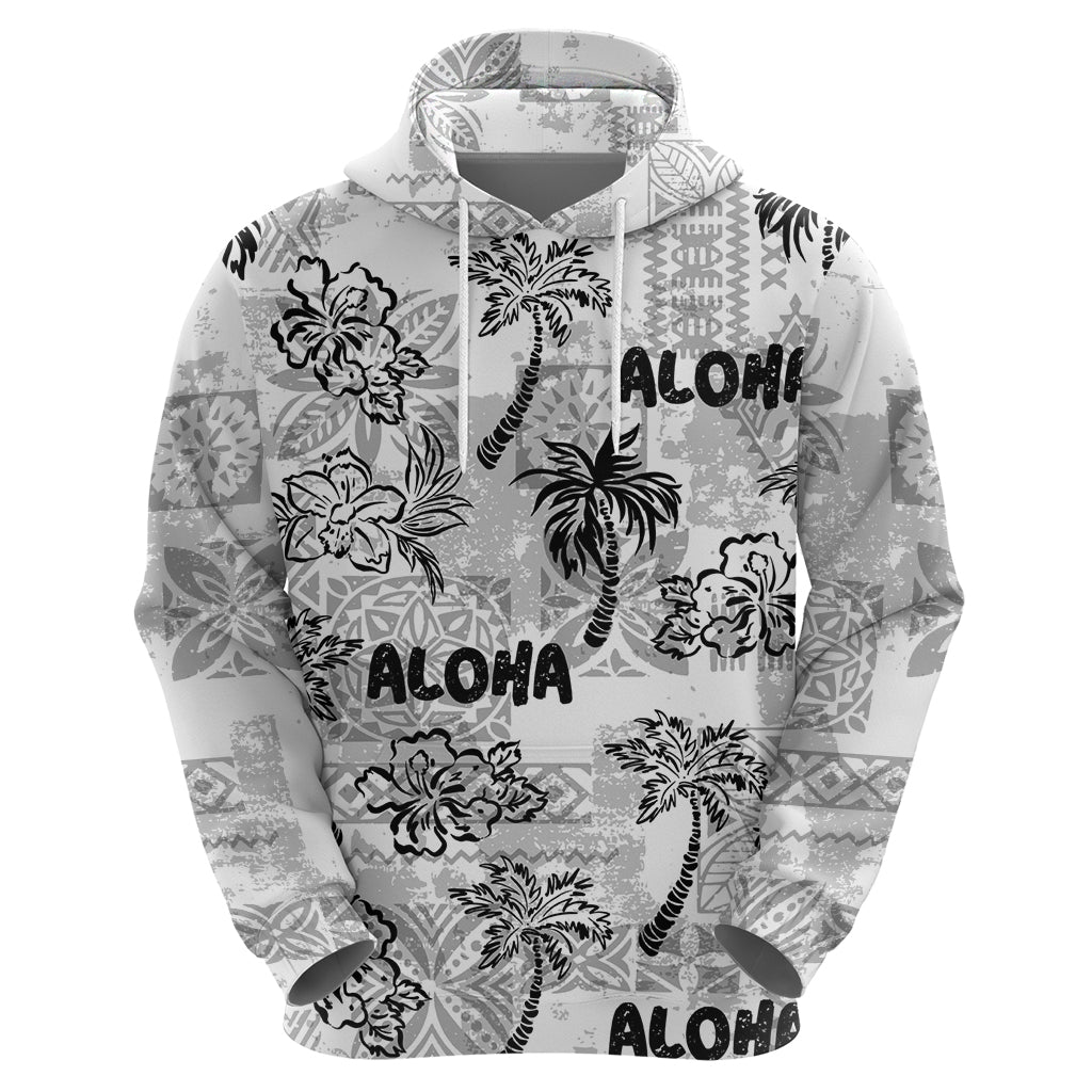 Aloha Vintage Quilt Hoodie Hawaiian Seamless - White LT7 - Polynesian Pride