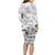 Aloha Vintage Quilt Long Sleeve Bodycon Dress Hawaiian Seamless - White LT7 - Polynesian Pride