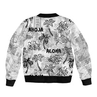 Aloha Vintage Quilt Sleeve Zip Bomber Jacket Hawaiian Seamless - White LT7 - Polynesian Pride
