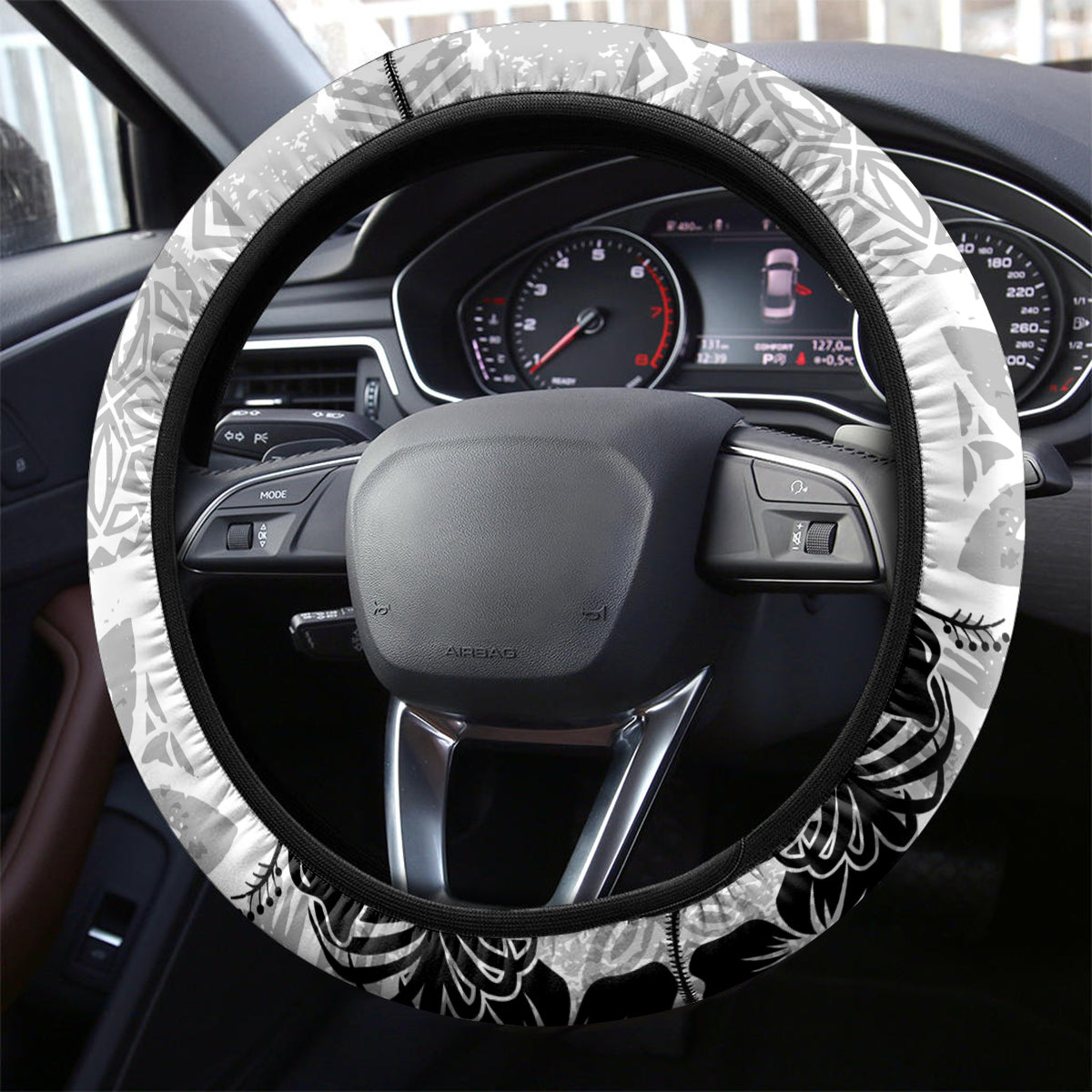 Aloha Vintage Quilt Steering Wheel Cover Hawaiian Seamless - White LT7 - Polynesian Pride