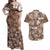 Aloha Vintage Quilt Couples Matching Off Shoulder Maxi Dress and Hawaiian Shirt Hawaiian Seamless - Brown LT7 Brown - Polynesian Pride