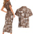 Aloha Vintage Quilt Couples Matching Short Sleeve Bodycon Dress and Hawaiian Shirt Hawaiian Seamless - Brown LT7 - Polynesian Pride