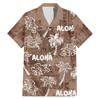 Aloha Vintage Quilt Family Matching Mermaid Dress and Hawaiian Shirt Hawaiian Seamless - Brown LT7 Dad's Shirt - Short Sleeve Brown - Polynesian Pride