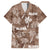 Aloha Vintage Quilt Family Matching Puletasi Dress and Hawaiian Shirt Hawaiian Seamless - Brown LT7 Dad's Shirt - Short Sleeve Brown - Polynesian Pride