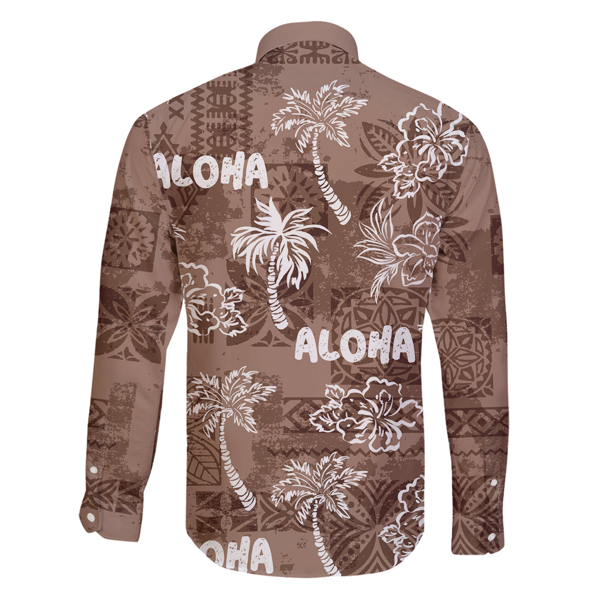 Aloha Vintage Quilt Family Matching Puletasi Dress and Hawaiian Shirt Hawaiian Seamless - Brown LT7 - Polynesian Pride