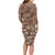 Aloha Vintage Quilt Long Sleeve Bodycon Dress Hawaiian Seamless - Brown LT7 - Polynesian Pride