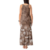 Aloha Vintage Quilt Tank Maxi Dress Hawaiian Seamless - Brown LT7 - Polynesian Pride
