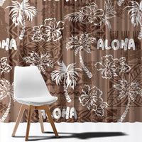 Aloha Vintage Quilt Window Curtain Hawaiian Seamless - Brown LT7 - Polynesian Pride