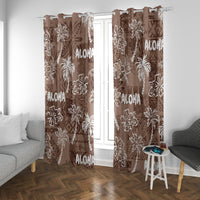 Aloha Vintage Quilt Window Curtain Hawaiian Seamless - Brown LT7 With Grommets Brown - Polynesian Pride