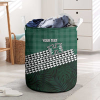 Rainbow Warriors Hawaii Personalized Palaka Laundry Basket LT7 Green - Polynesian Pride
