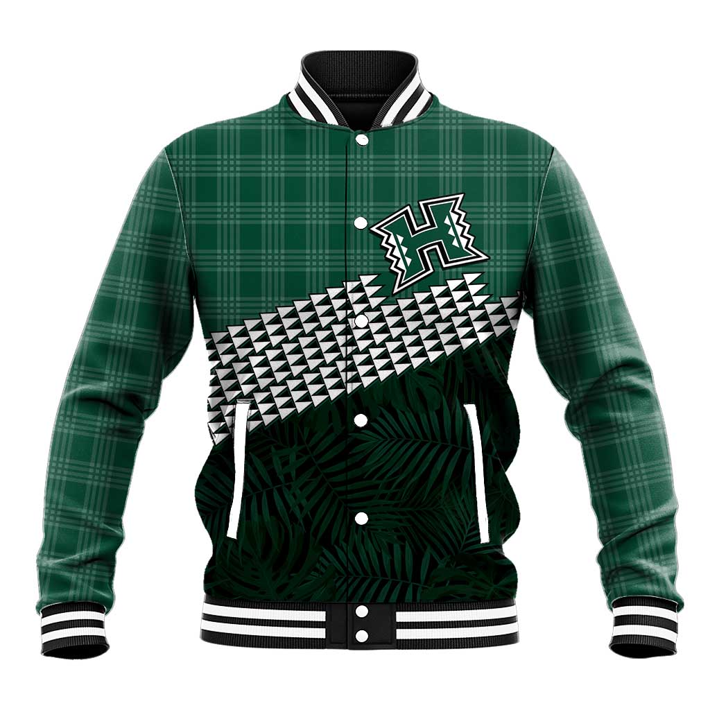 Rainbow Warriors Hawaii Personalized Palaka Baseball Jacket LT7 Unisex Green - Polynesian Pride
