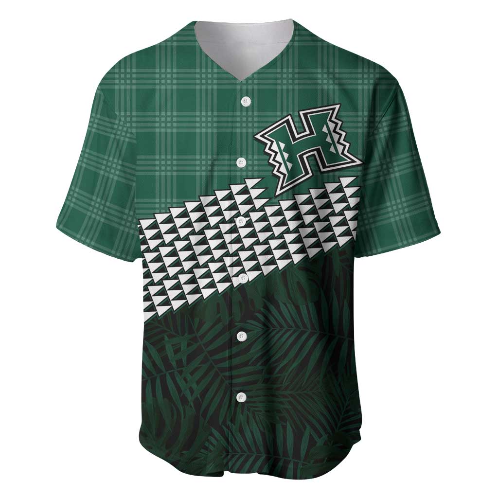 Rainbow Warriors Hawaii Personalized Palaka Baseball Jersey LT7 Green - Polynesian Pride