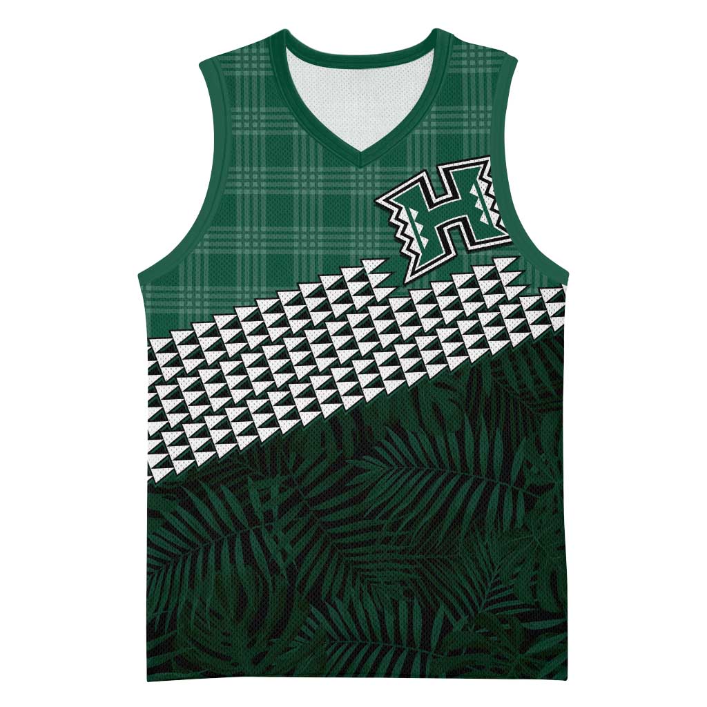 Rainbow Warriors Hawaii Personalized Palaka Basketball Jersey LT7 Unisex Green - Polynesian Pride