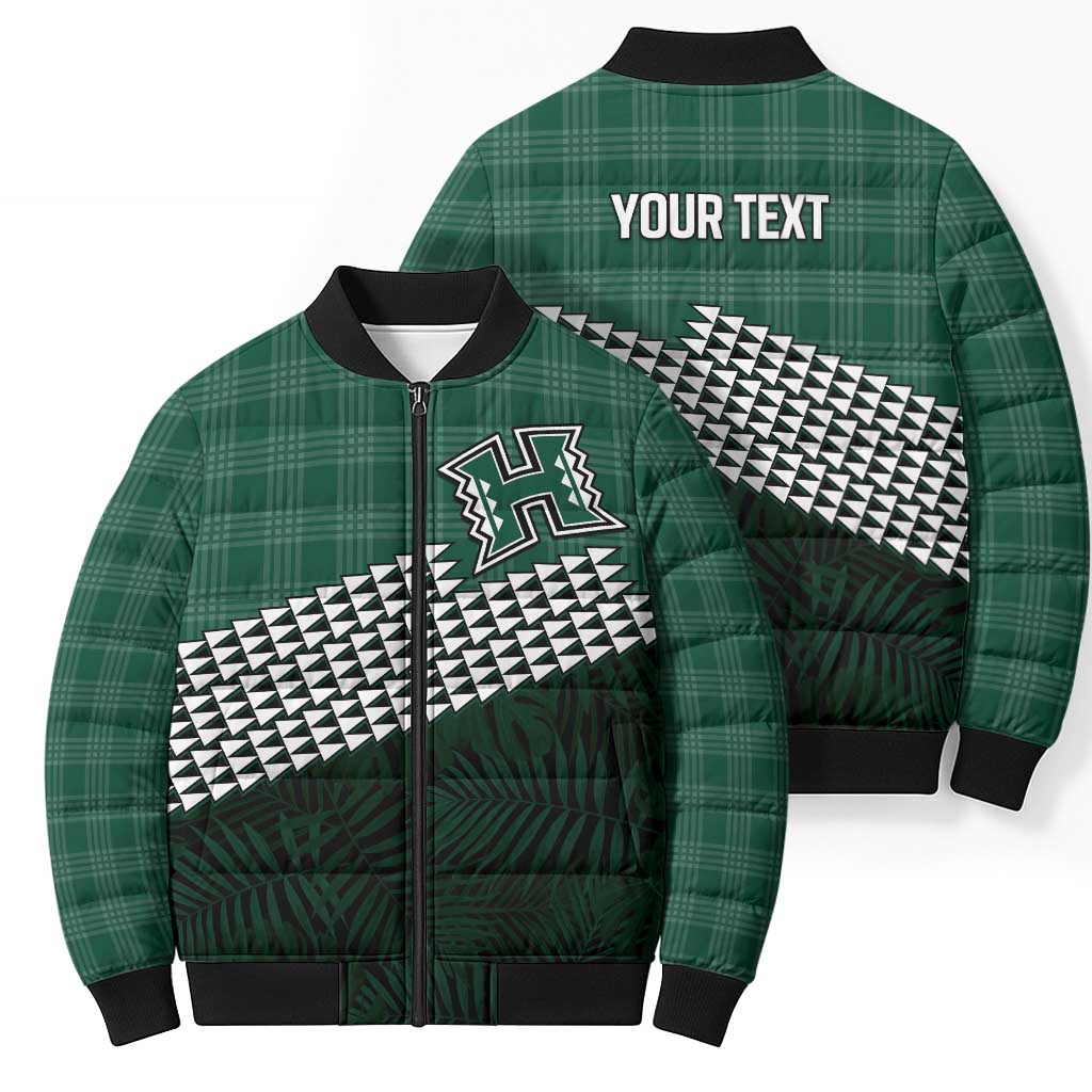 Rainbow Warriors Hawaii Personalized Palaka Bomber Puffer Jacket LT7 - Polynesian Pride