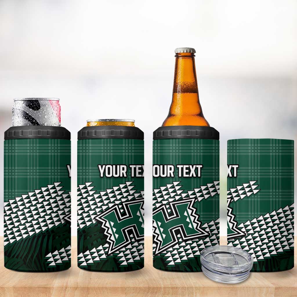 Rainbow Warriors Hawaii Personalized Palaka 4 in 1 Can Cooler Tumbler - Polynesian Pride