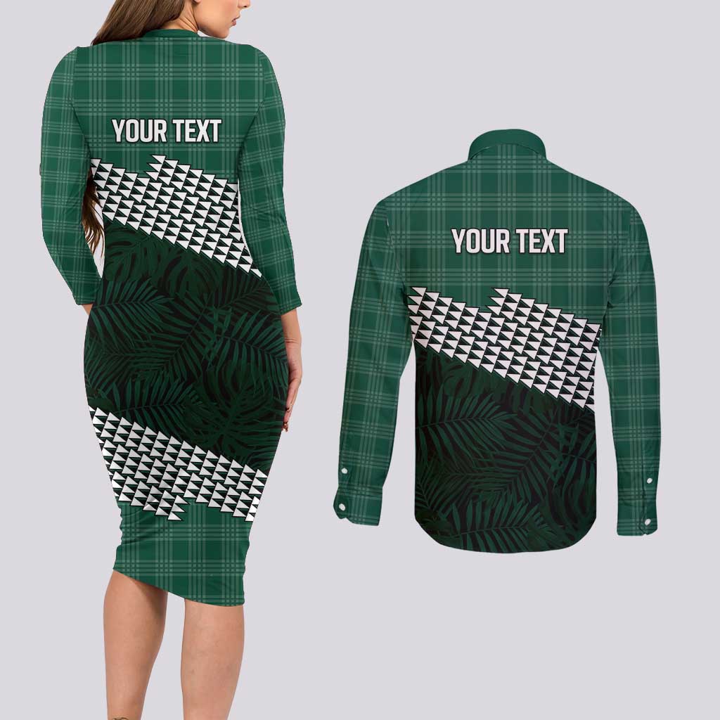 Rainbow Warriors Hawaii Personalized Palaka Couples Matching Long Sleeve Bodycon Dress and Long Sleeve Button Shirt LT7 - Polynesian Pride