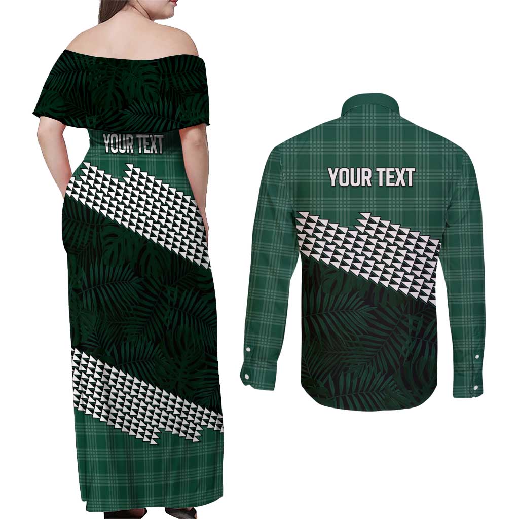 Rainbow Warriors Hawaii Personalized Palaka Couples Matching Off Shoulder Maxi Dress and Long Sleeve Button Shirt LT7 - Polynesian Pride