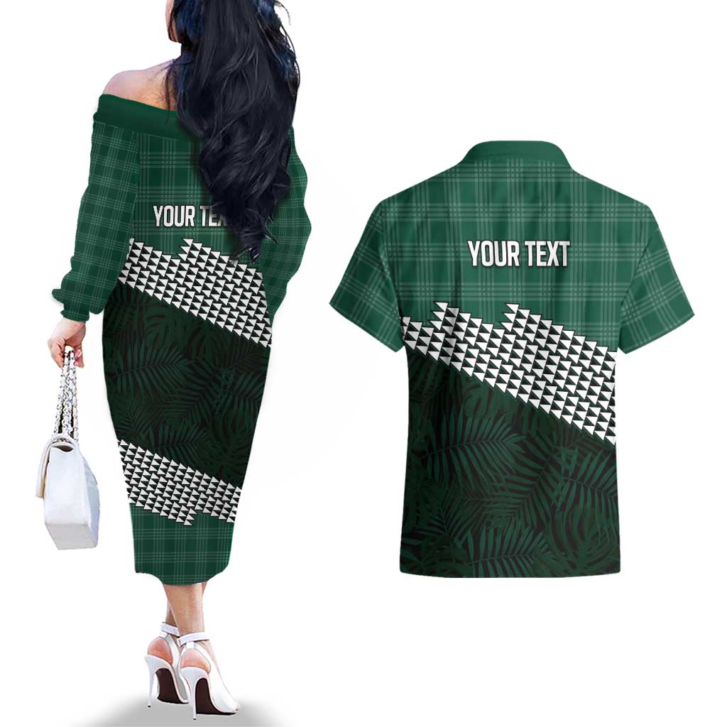 Rainbow Warriors Hawaii Personalized Palaka Couples Matching Off The Shoulder Long Sleeve Dress and Hawaiian Shirt LT7 - Polynesian Pride