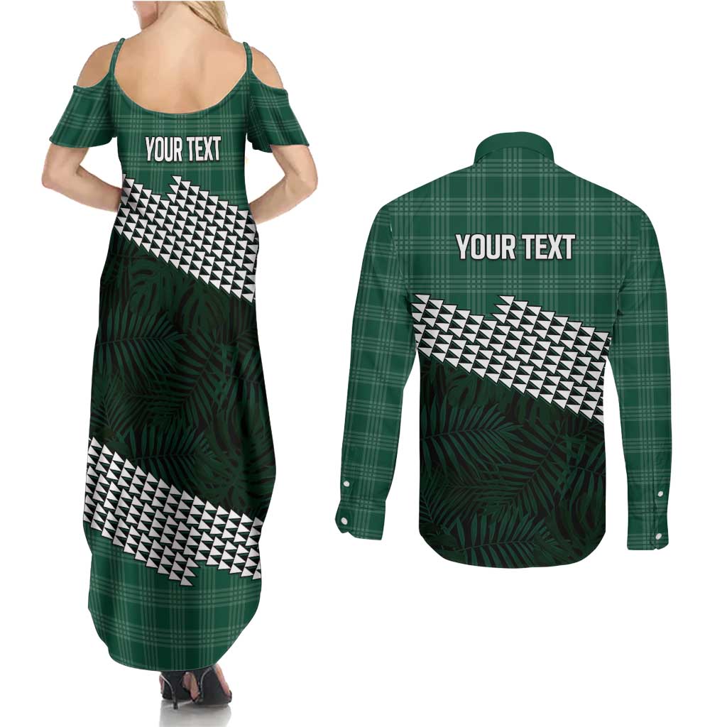 Rainbow Warriors Hawaii Personalized Palaka Couples Matching Summer Maxi Dress and Long Sleeve Button Shirt LT7 - Polynesian Pride